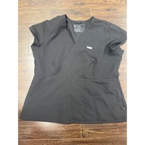 FIGS Black Casma Three-Pocket Scrub Top - Women's Large